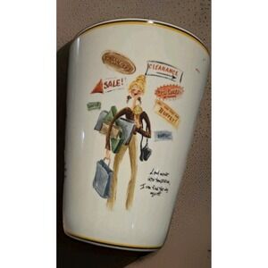 Cute Drawn Shopping Lady Mug Cup "Lead Not Into Temptation, I Can Find The Way..